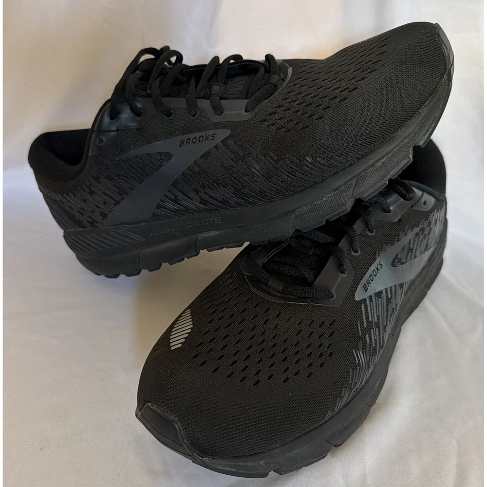 Brooks Addiction GTS 15 Triple Black Mens Size 14 Walking Running Shoes Sneakers